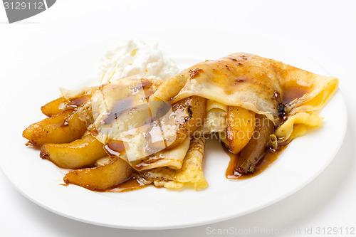 Image of Pancake and cooked pears