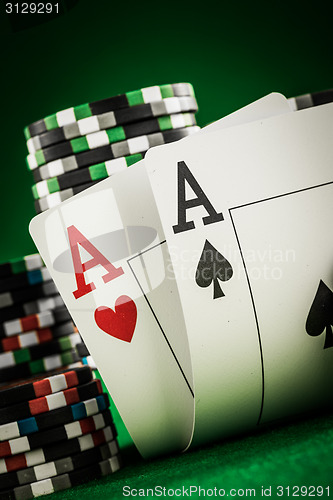 Image of chips and two aces