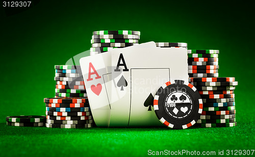 Image of chips and two aces