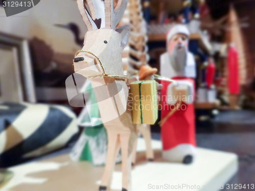 Image of handcrafted caribou rein deer and santa 