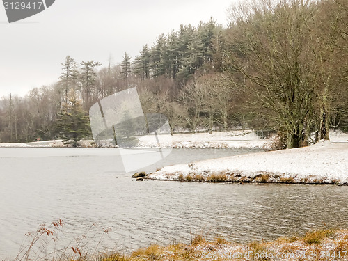 Image of Winter, snow scene lake