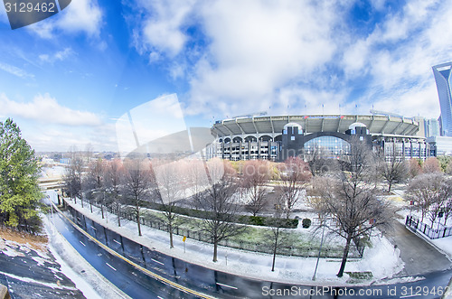 Image of snow and ice covered city and streets of charlotte nc usa