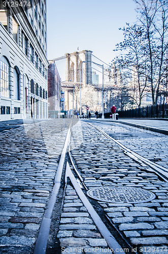 Image of new york city skyline with brooklyn bridge