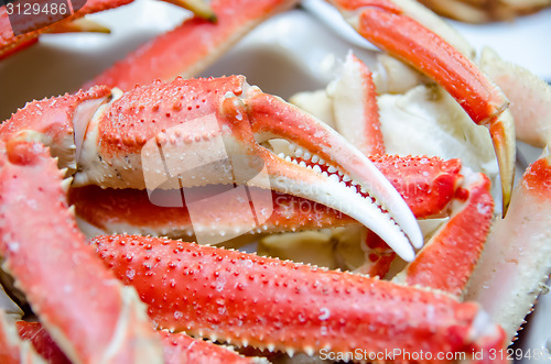 Image of king snow crab legs ready to eat closeup