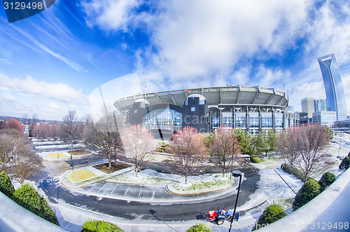 Image of snow and ice covered city and streets of charlotte nc usa