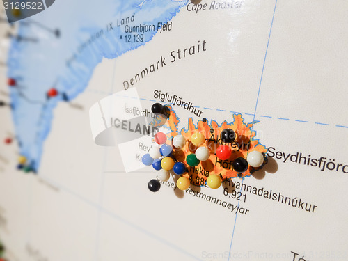 Image of iceland pins on a map