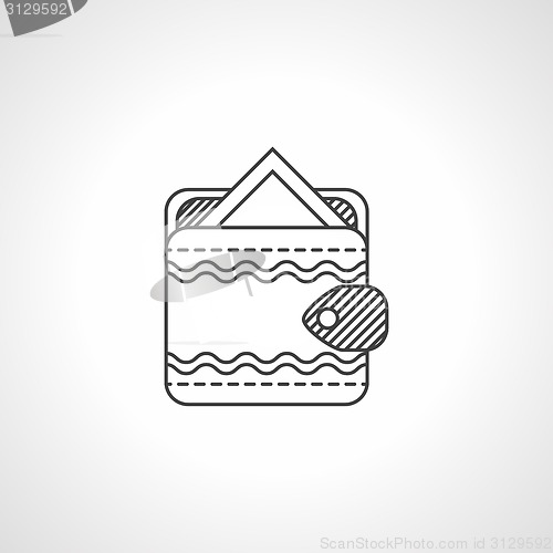 Image of Black line vector icon for wallet with card