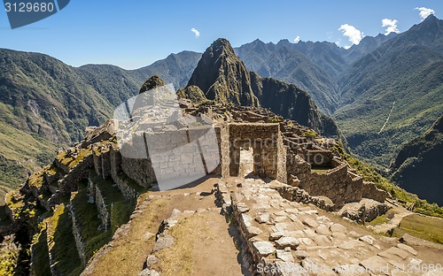 Image of Machu Picchu entrance in ruined city