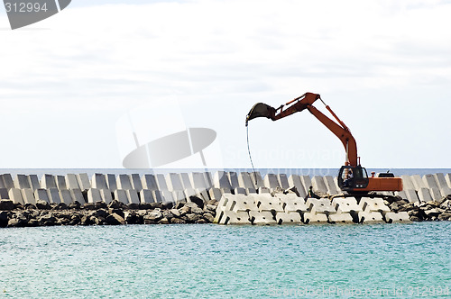 Image of Excavator machine working