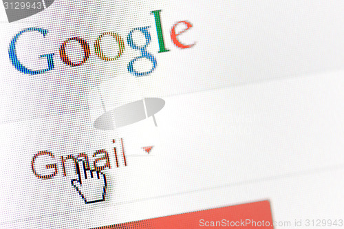Image of Galati, Romania, february 24, 2015: detail of Google mail homepa