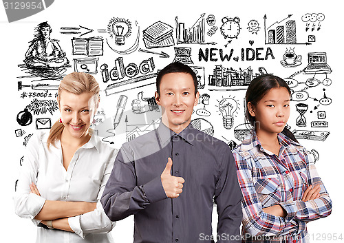 Image of Asian team and Business Woman and Man