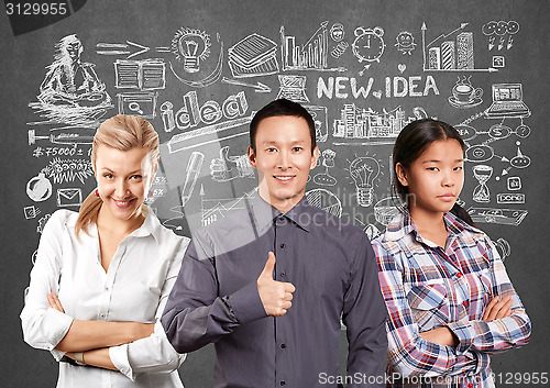 Image of Asian team and Business Woman and Man