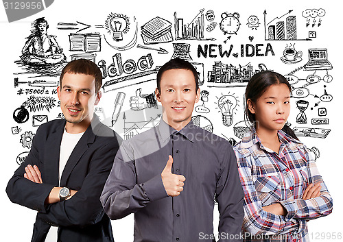 Image of Asian team and Businessman In Suit