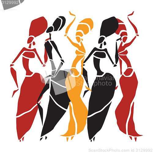 Image of African dancers silhouette set.