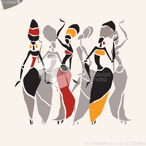 Image of African dancers silhouette set.