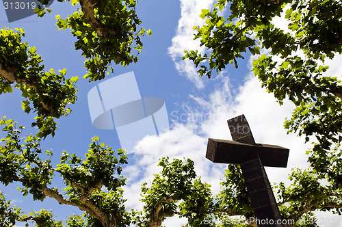 Image of Cross above the trees