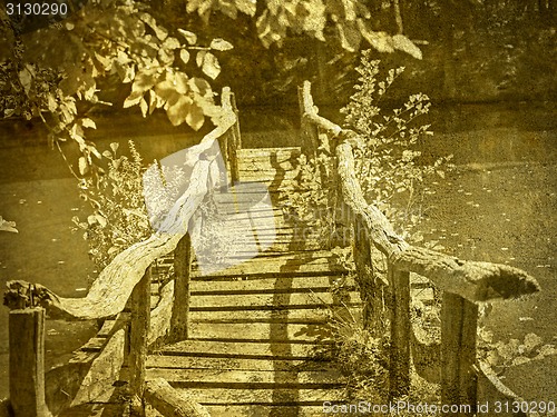 Image of Od wooden bridge in vintage look