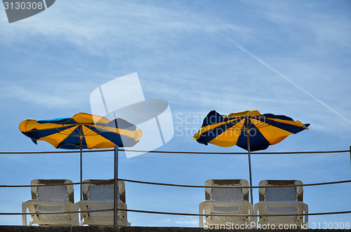 Image of Colorful sun umbrellas