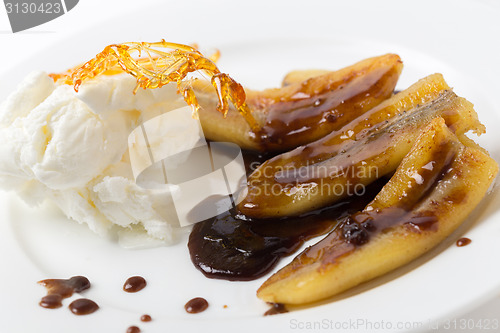 Image of Fried banana dessert side view