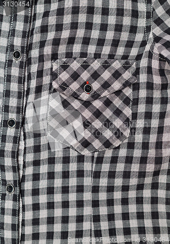 Image of Pocket gray and black plaid shirt