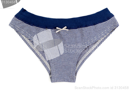 Image of Blue and white striped women's Cotton panties simple.