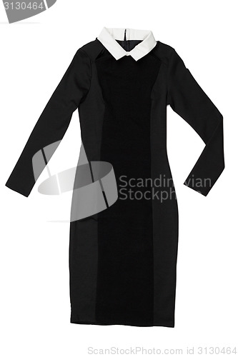 Image of black dress with white collar