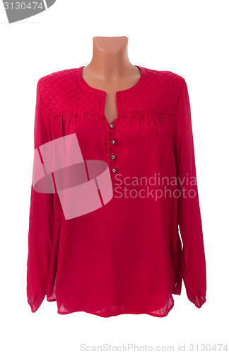 Image of red blouse on a mannequin