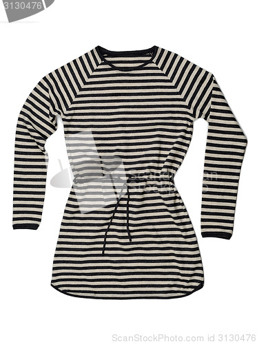 Image of Striped belted t-shirt dress