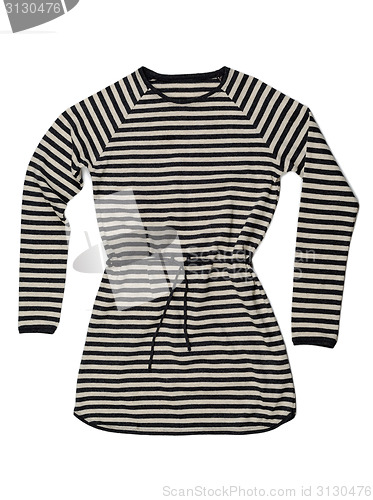 Image of Striped belted t-shirt dress
