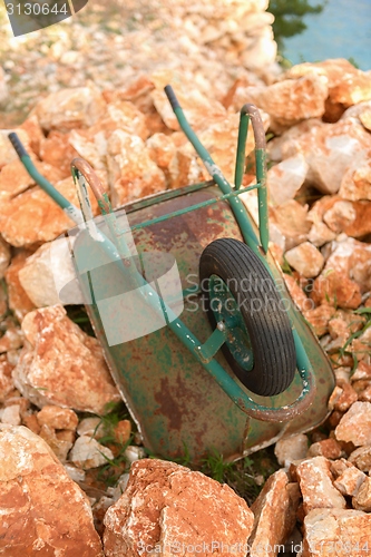 Image of Wheelbarrow on red rocks