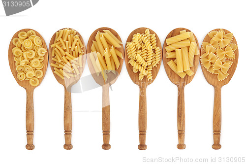 Image of Pasta in Oak Spoons