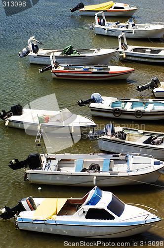 Image of Motorboats moored