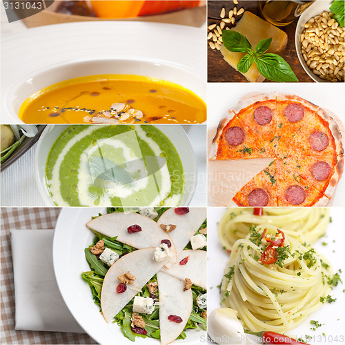 Image of healthy and tasty Italian food collage