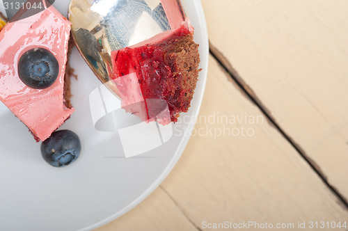 Image of strawberry and mango mousse dessert cake