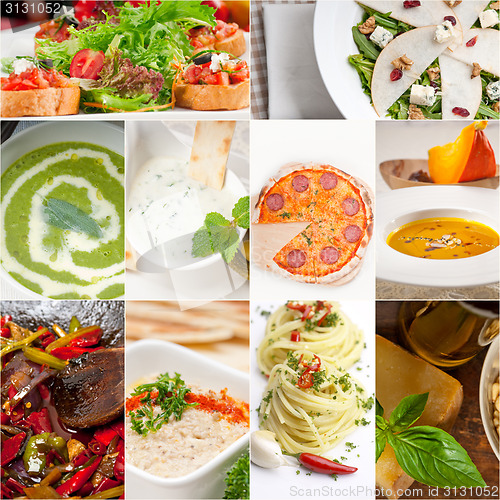 Image of healthy and tasty Italian food collage