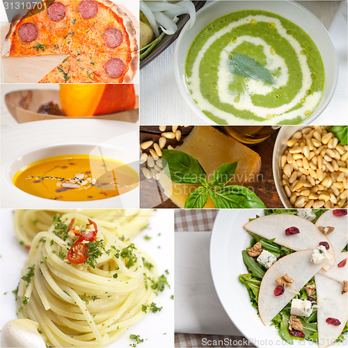 Image of healthy and tasty Italian food collage