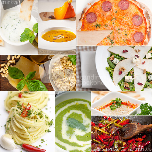 Image of healthy and tasty Italian food collage