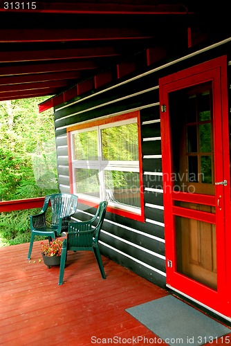 Image of Log cabin deck