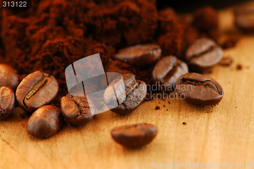 Image of Coffee beans and ground coffee