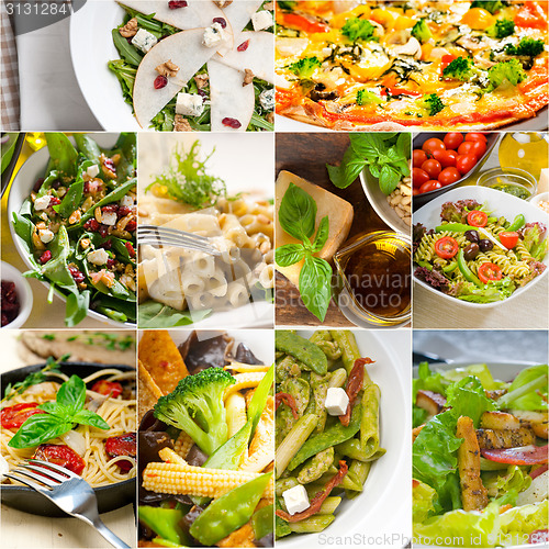 Image of healthy and tasty Italian food collage