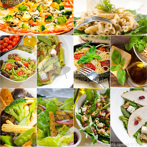 Image of healthy and tasty Italian food collage