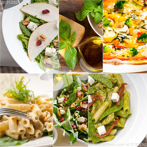 Image of healthy and tasty Italian food collage