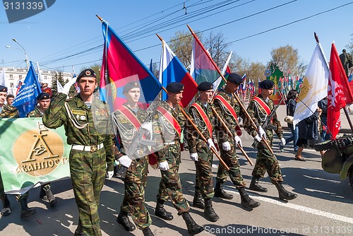 Image of Patriotic club cadets marching on parade