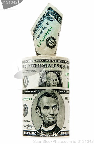 Image of banknotes dollars on white background