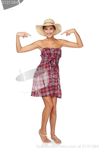 Image of Happy young woman portrait in country style