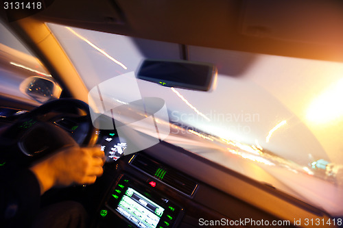 Image of night driving urban city road