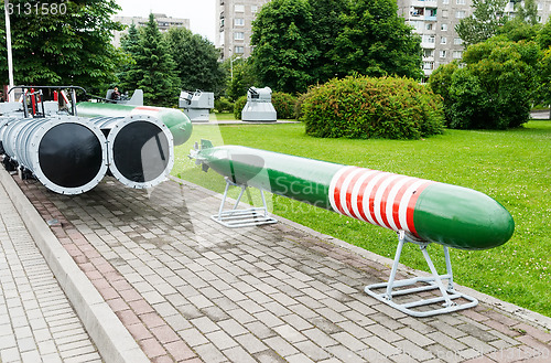 Image of Old torpedo and torpedo tubes in Kaliningrad