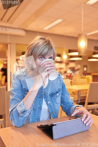 Image of Woman sitting in the cafe