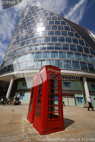 Image of Phone boots in front of the Moorhouse in London.