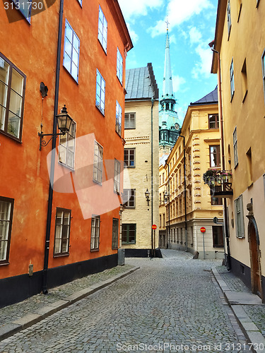 Image of Colorful buildings in the old center of Stockholm